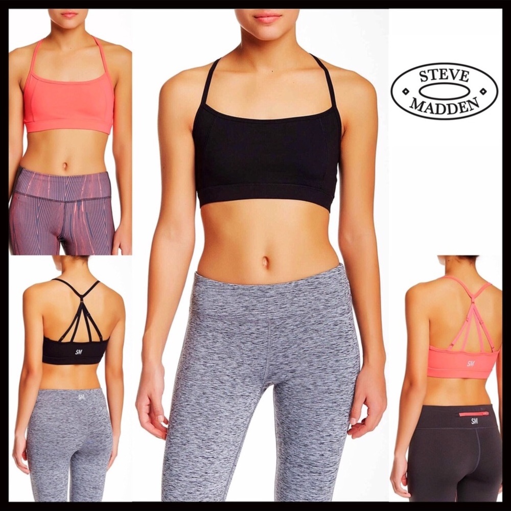 STEVE MADDEN BLACK STRAPPY CROP SPORT BRALETTE A2C - Picture 6 of 8